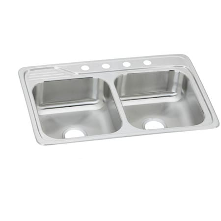 Elkay Celebrity Stainless Steel 33 X 22 X 7-1/2 Equal Double Bowl Top Mount Sink ECC33220
